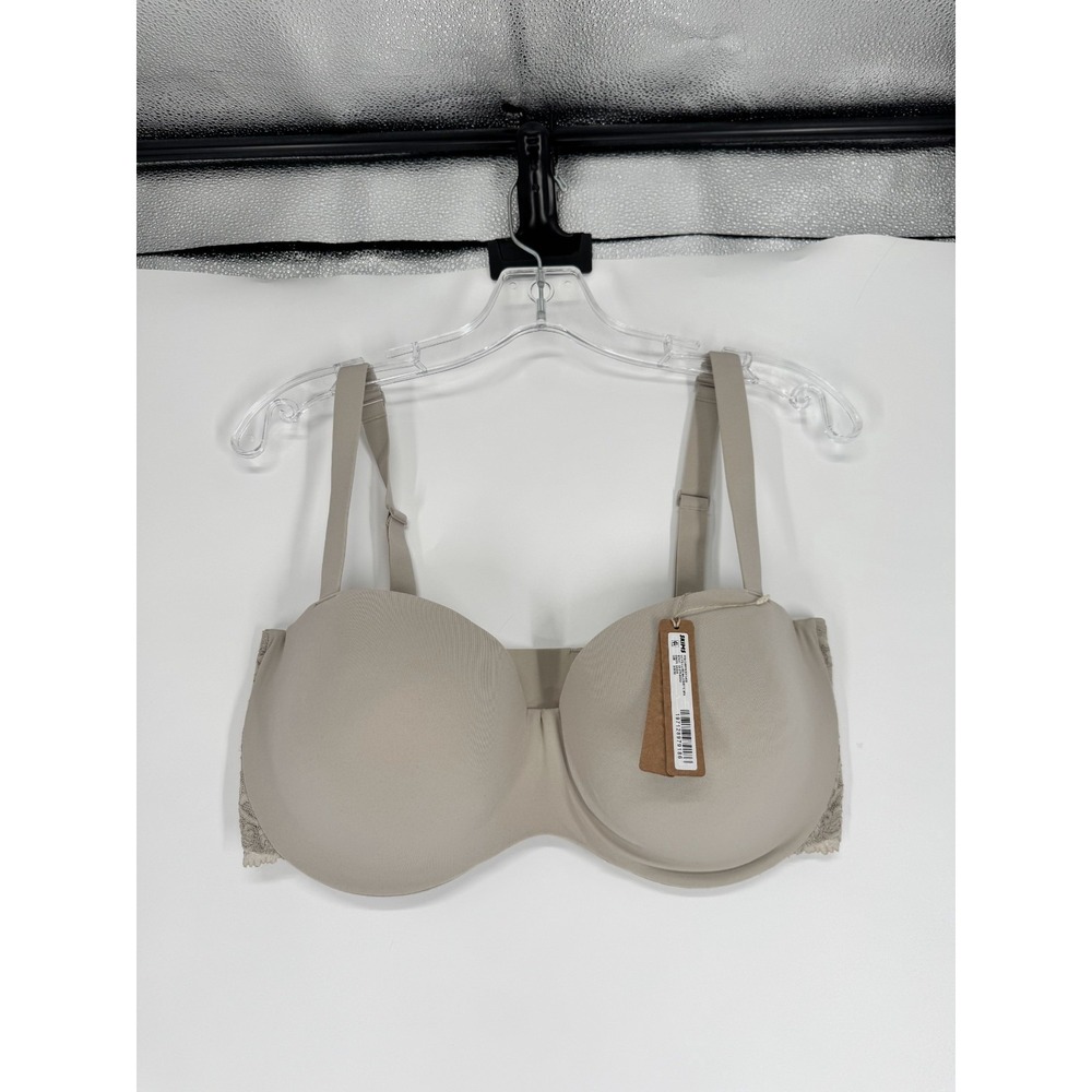 SKIMS‎ Fits Everybody Lace Lightly Lined Balconette Bra Womens 36DDD Stone Grey